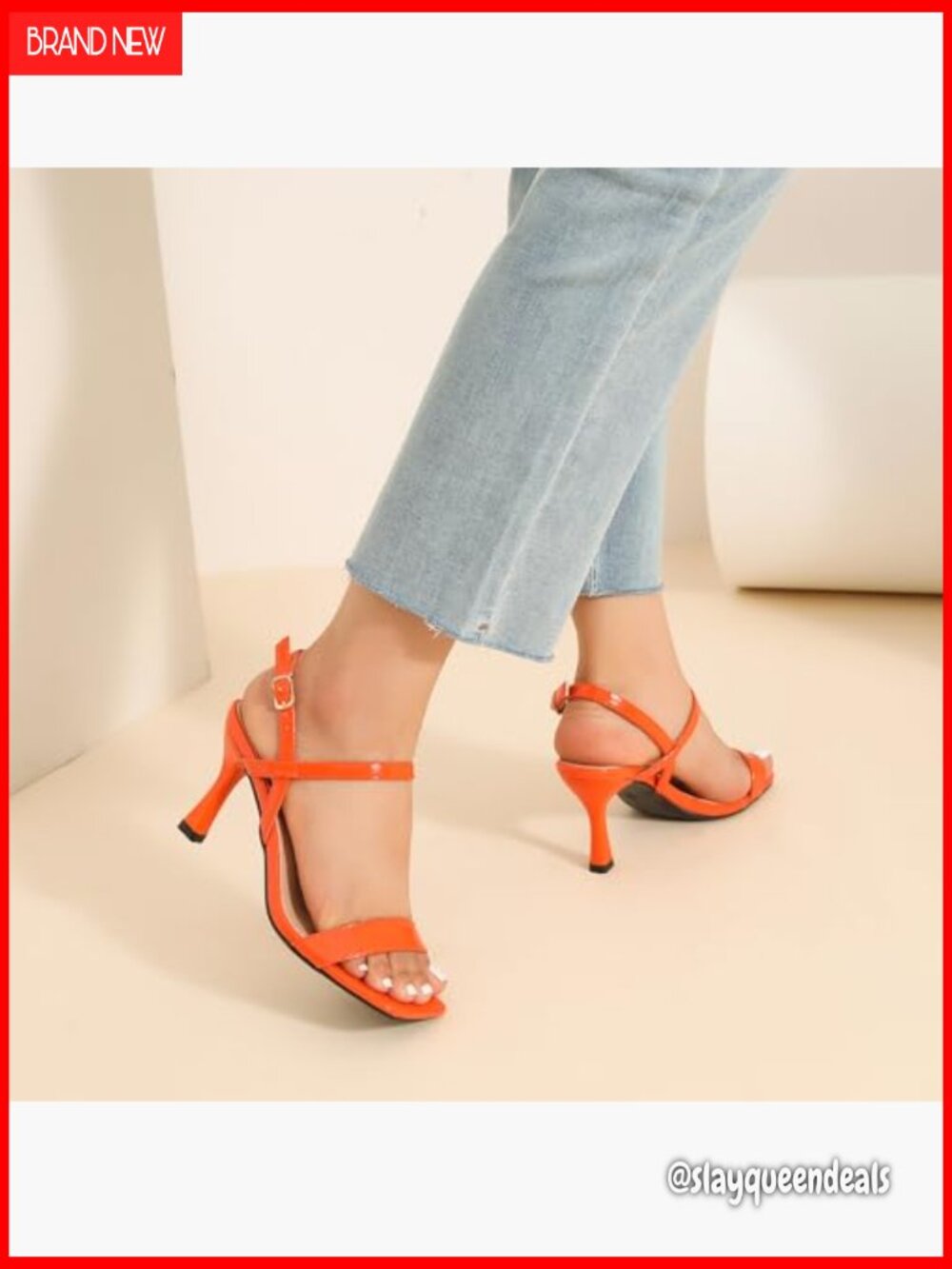 Strappy Kitten Heeled Sandals Square Open Toe Slingback Dress Shoes Summer - Picture 2 of 7
